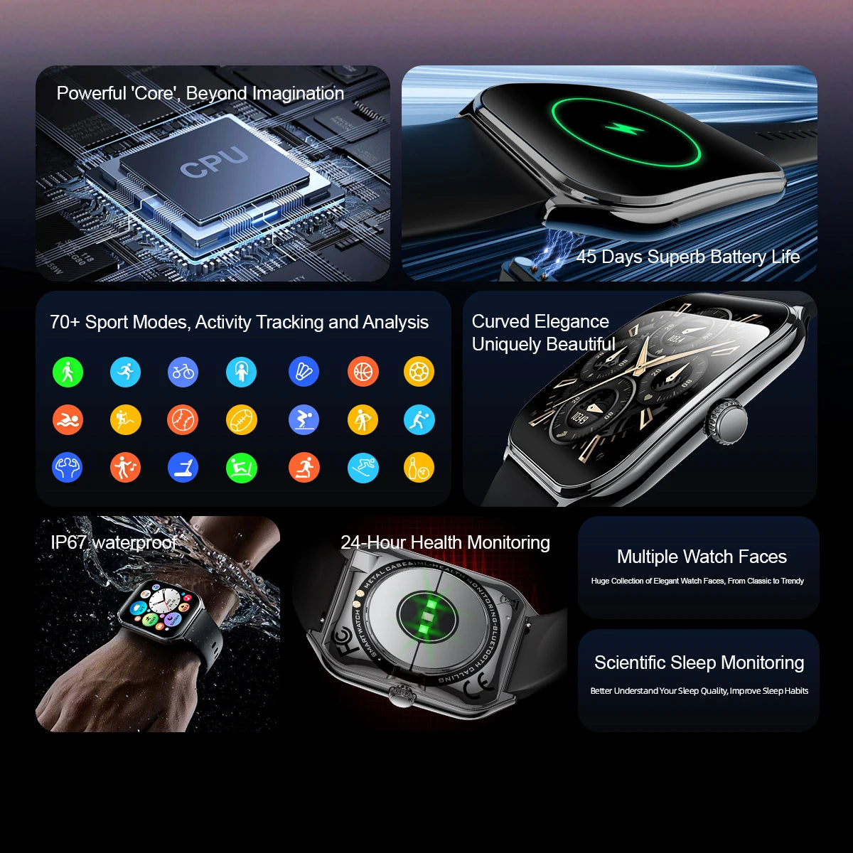 Ultra Thin Smart Watch with AMOLED Display and Call Reminder - Smarsty