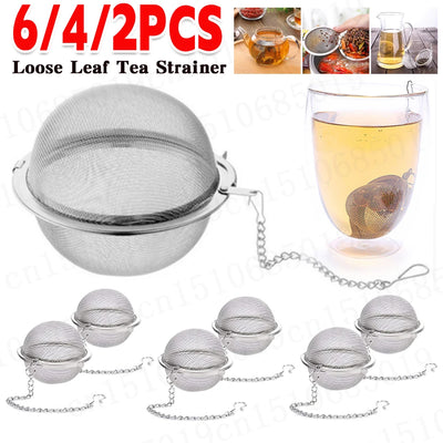 10-2pcs Stainless Steel Tea Ball Loose Leaf Tea Strainer Infusers Extra Fine Mesh Tea Interval Diffuser with Chain - Smarsty