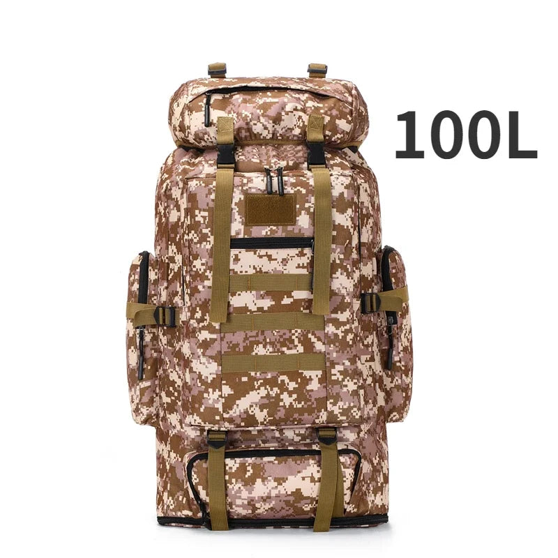 80L/100L  Mountaineering Bag Climb Bag Tactical Backpacks Large Backpack Outdoors Hiking Camping Travel Bags - Smarsty