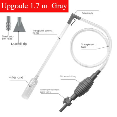 Siphon Pump with Filter Nozzle Fish Tank Water Changer Air Pump Cleaning Accessorie Handheld Aquarium Gravel Cleaner Vacuum Tool - Smarsty