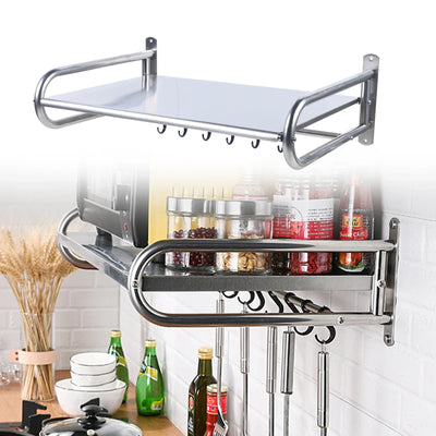 Microwave Oven Rack Stainless Steel Microwave Oven Shelf Wall-Mounted Kitchen Shelf Kitchen Shelves Counter - Smarsty