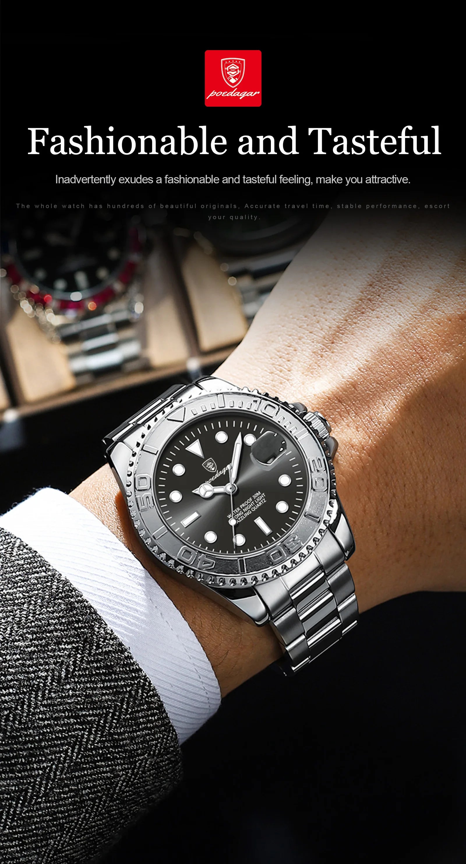 Luxury Waterproof Men's Quartz Watch with Luminous Features - Smarsty