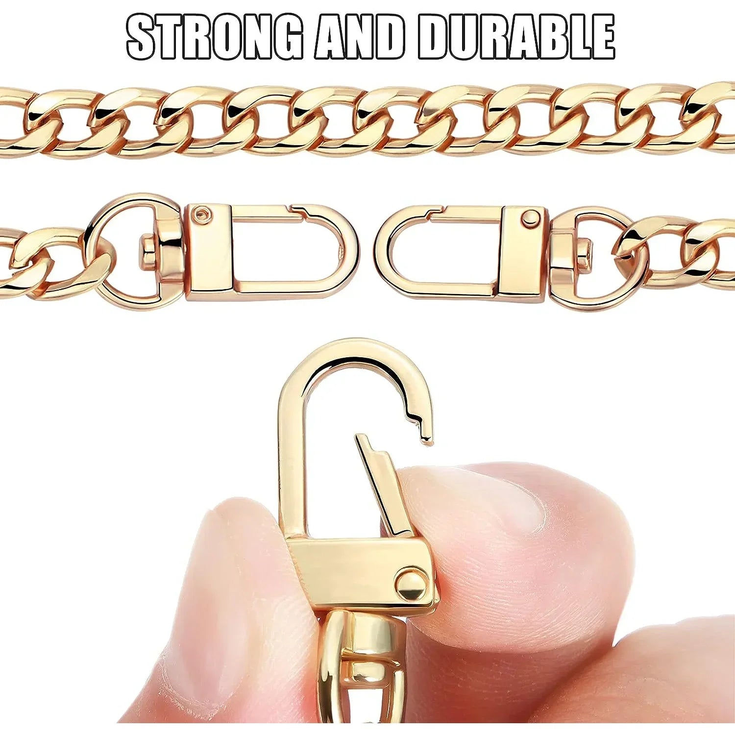Flat Purse Chain Strap Crossbody Bag Replacement Strap with Metal Buckles for Wallet Purse Bags Replacement Strap