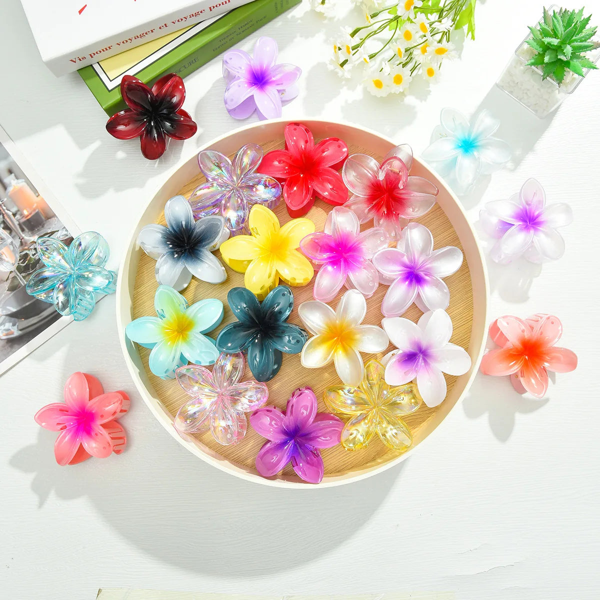 3Pcs Summer Flower Hair Claw Clips Secure Hold For Women - Smarsty