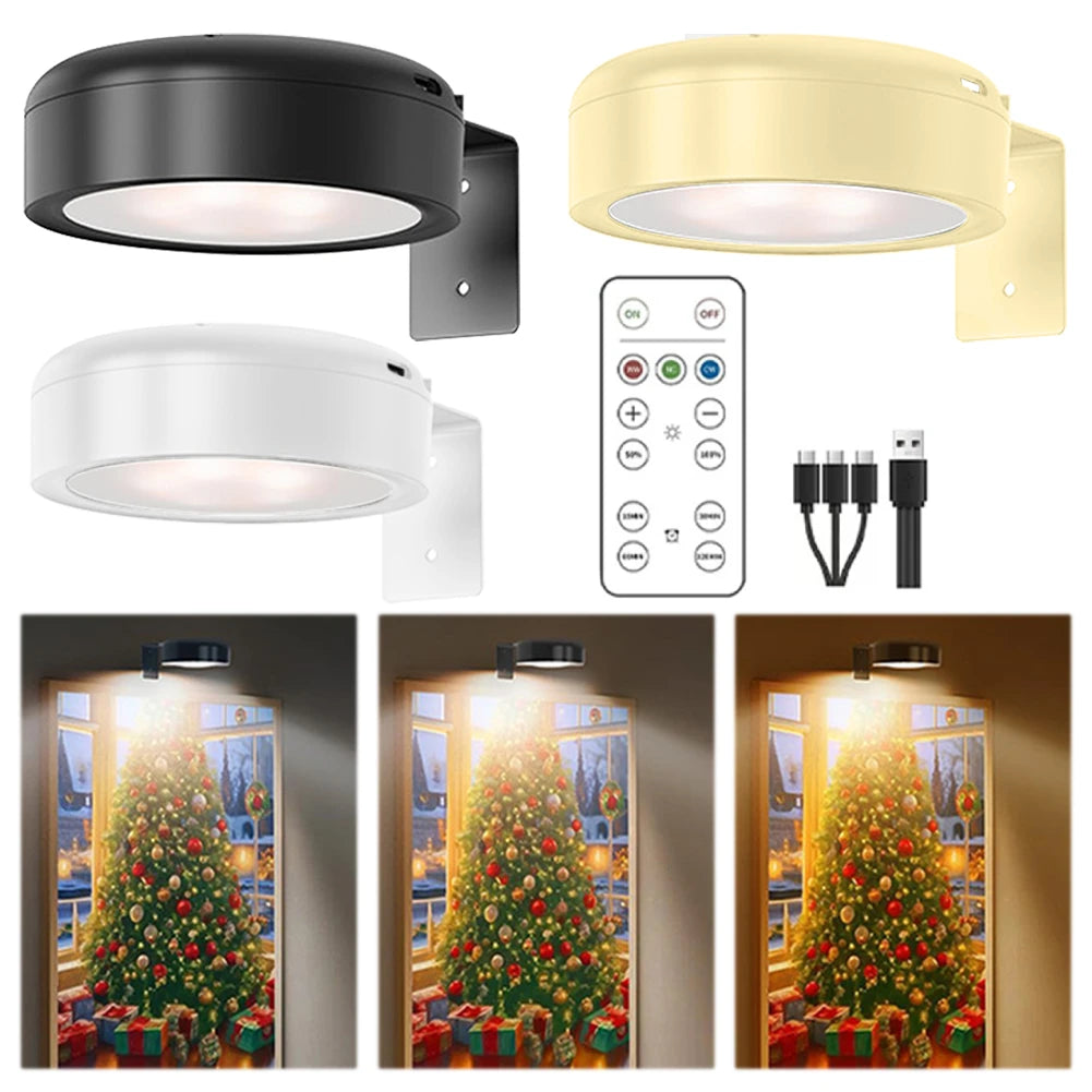 2/3pc Rechargeable Picture Light Magnetic LED Painting Light with Remote and Timer Art Display Light Dimmable 3 Lighting Modes