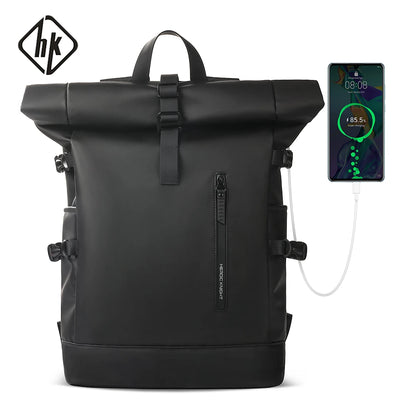 HK Expandable Travel Backpack Men Large Capacity Waterproof 15.6” Laptop Bag Hiking Rucksack Cycling Daypack Bag with USB Port - Smarsty