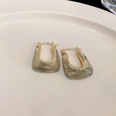 Geometric Resin Earrings in Green and Pink for Women 2023 - Smarsty