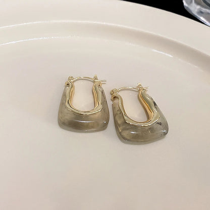Geometric Resin Earrings in Green and Pink for Women 2023 - Smarsty