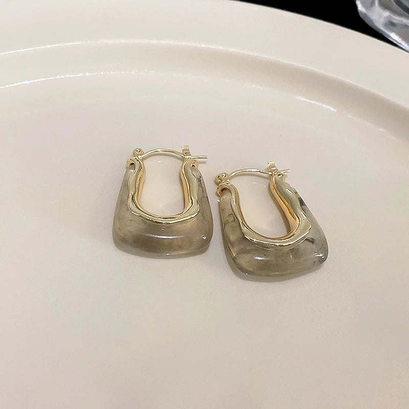 Geometric Resin Earrings in Green and Pink for Women 2023 - Smarsty