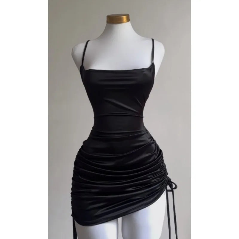 2024 Europe and the United States explosive new cross-border dress summer high sense lace-up sexy halter spice bag hip skirt - Smarsty