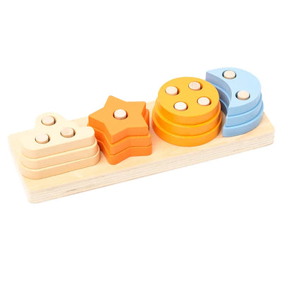 Montessori Toy Wooden Building Blocks Early Learning Educational Toys Color Shape Match Kids Puzzle Toys For Children Boys Girls - Smarsty