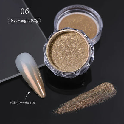 Aurora Pearl White Nail Glitter Powder for Stunning Designs - Smarsty