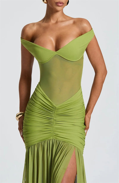 Mozision Off-shoulder Backless Sexy Maxi Dress Women Gown Halter Sleeveless Backless Thigh High Split Club Party Long Dress - Smarsty