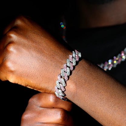 14MM Iced Prong Link Cuban Chain Bracelet for Men and Women - Smarsty