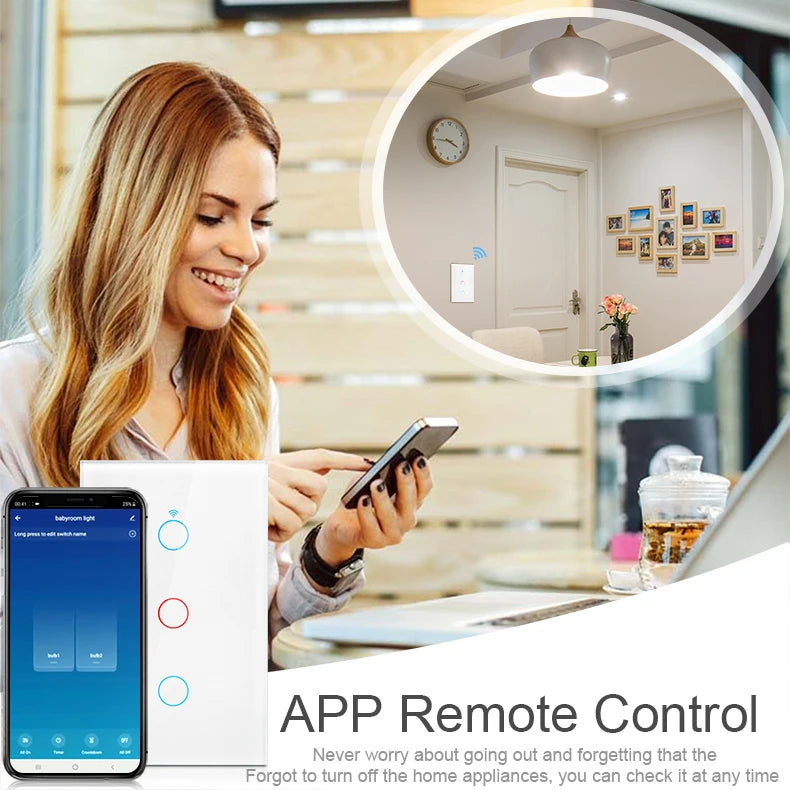 Tuya Smart Touch Switch No Neutral Wire Compatible with Alexa - Smarsty