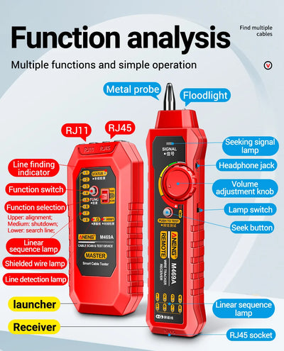 ANENG M469A Network Cable Tracker Tool with RJ45 and RJ11 Support - Smarsty