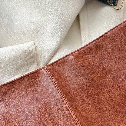 Wide Geometric Strap Shoulder Bag Large Capacity Crossbody Bags For Women,Retro Pu Leather Women's Bag For Shopping Travel - Smarsty