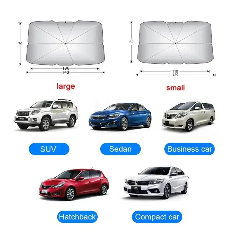 Car Sunshade Umbrella Windshield Folding Front Parasol Umbrella Type Sun Shade for Car Window Summer Sun Protection Accessories - Smarsty