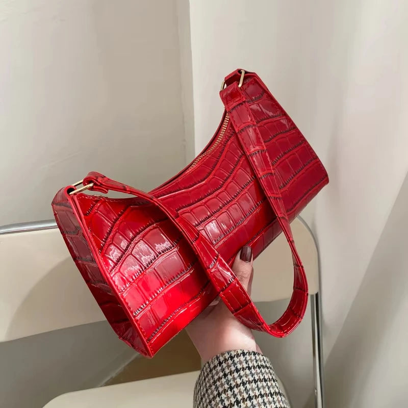 PU Leather Alligator Pattern Women Underarm Messenger Purse - Smarsty