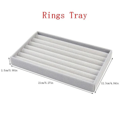 Velvet Jewelry Organizer Tray for Rings and Necklaces - Smarsty