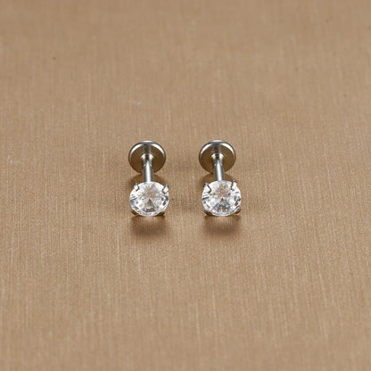 16G Surgical Steel Labret Stud Earrings Secure CZ Comfort - Smarsty