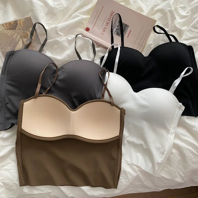Seamless Camisole for Women Fitness Crop Tops Summer Thin Elegant Sexy All-match Casual One-piece Ice Silk Underwear Tanks Top - Smarsty