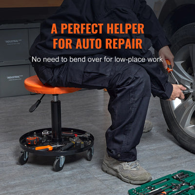 SucceBuy Mechanic Stool 250 LBS Rolling Pneumatic Creeper Garage/Shop Seat Padded Rolling Workshop Stool for Garage Auto Repair - Smarsty