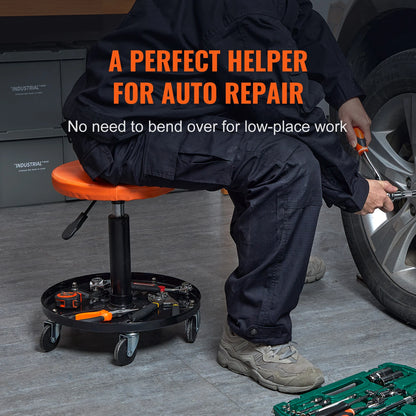 SucceBuy Mechanic Stool 250 LBS Rolling Pneumatic Creeper Garage/Shop Seat Padded Rolling Workshop Stool for Garage Auto Repair