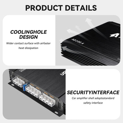 4-Channel 12V Car Power Amplifier Digital Stereo Surround Passive Subwoofer Audio Player Max 8800W