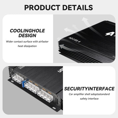 4-Channel 12V Car Power Amplifier Digital Stereo Surround Passive Subwoofer Audio Player Max 8800W