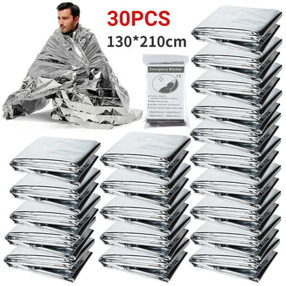 1-10PCS Emergency Blanket Outdoor Survive First Aid Military Rescue Kit Windproof Waterproof Foil Thermal Blanket for Camping by Smarsty