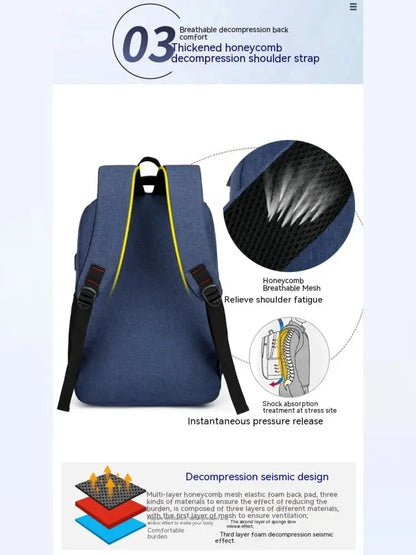 Mens BackPack LargeCapacity Simple Fashion Travel Female Student ComputerBag - Smarsty