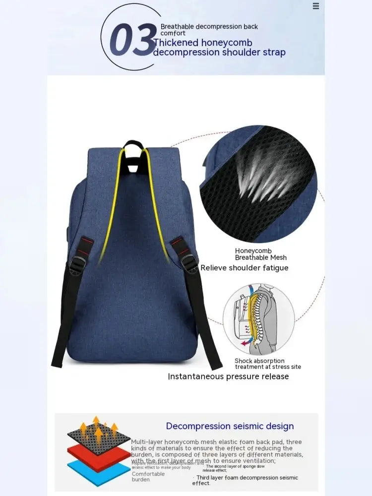 Mens BackPack LargeCapacity Simple Fashion Travel Female Student ComputerBag - Smarsty