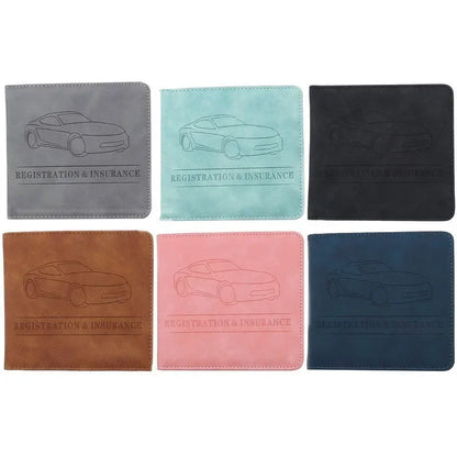 Car Registration Driver's License and Insurance Card Holder - Leather Vehicle Glove Box Automobile Documents Paperwork Organizer