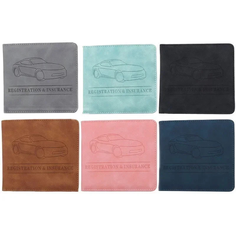 Car Registration Driver's License and Insurance Card Holder - Leather Vehicle Glove Box Automobile Documents Paperwork Organizer
