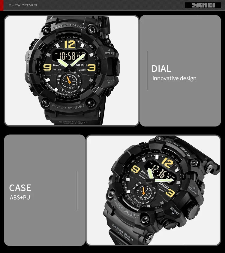 Skmei 1637 Waterproof Sport Wristwatch with Dual Movement - Smarsty