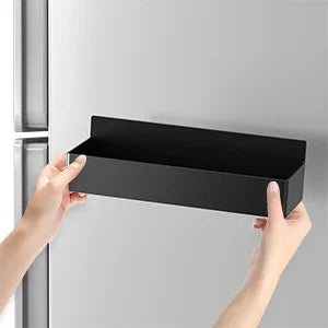 Strong Magnetic Shelves 2 Layers Black White Storage Rack Kitchen Plastic Spice Seasoning Organizer for Refrigerator Microwaves by Smarsty