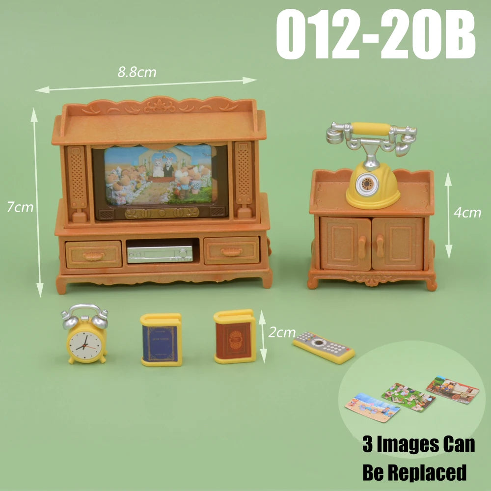 Dollhouse Furniture Kitchen Play Set Miniature Refrigerator 1:12 Mini Food Living Room Sofa Set Pretend Play Accessores Toy by Smarsty