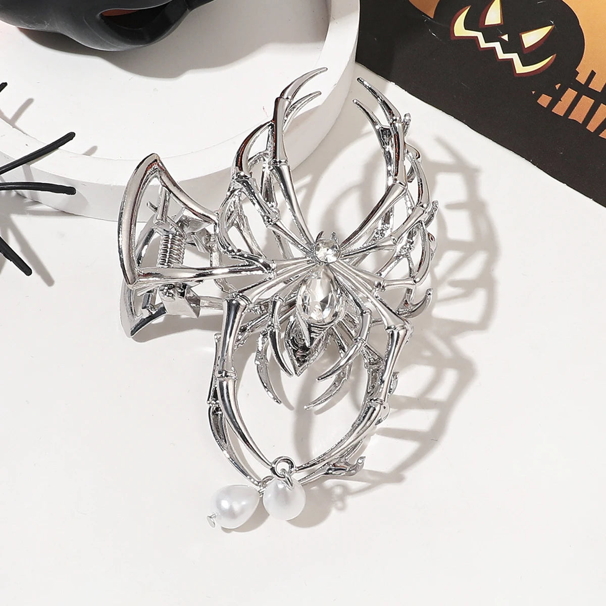 Gothic Spider Pearl Metal Hair Claw Clip Strong Hold - Smarsty
