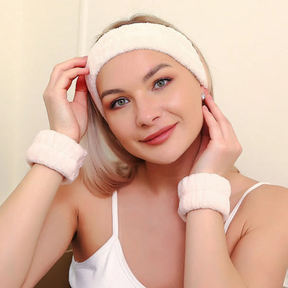 Absorbent Waterproof Face Wash Wristbands And Headband Set - Smarsty