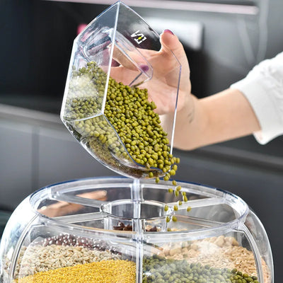 360 Degree Rotating Rice Dispenser Sealed Dry Cereal Grain Bucket Dispenser Moisture-proof Kitchen Food Container Storage Box by Smarsty