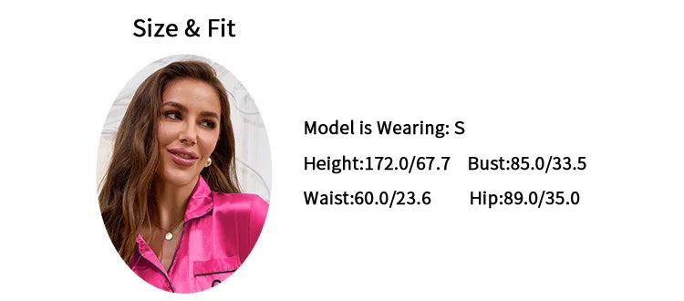 Autumn Satin Pajama for Women Heart-shaped Embroidery Sleepwear & Loungewear Long Sleeve Top & Pants Home Clothes Pyjama 2 Piece - Smarsty