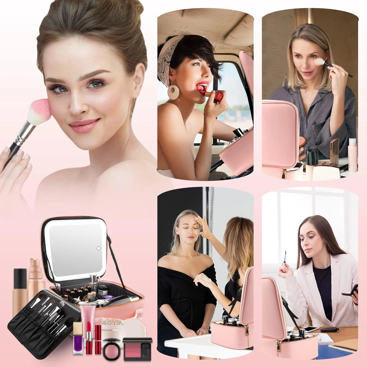Large Travel Makeup Bag with Illuminated Mirror - Smarsty