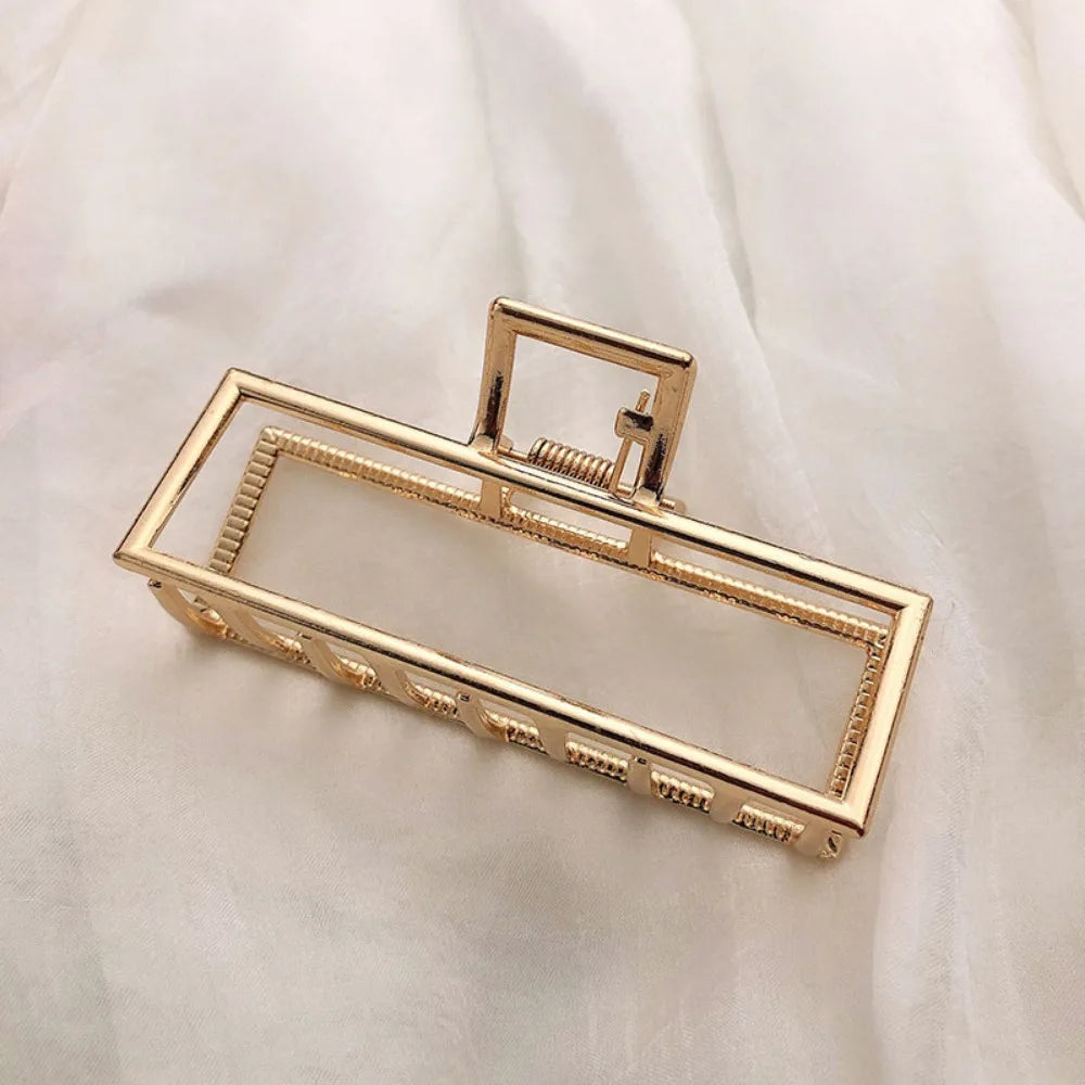 Gold Hollow Geometric Hair Clips for Stylish Women - Smarsty
