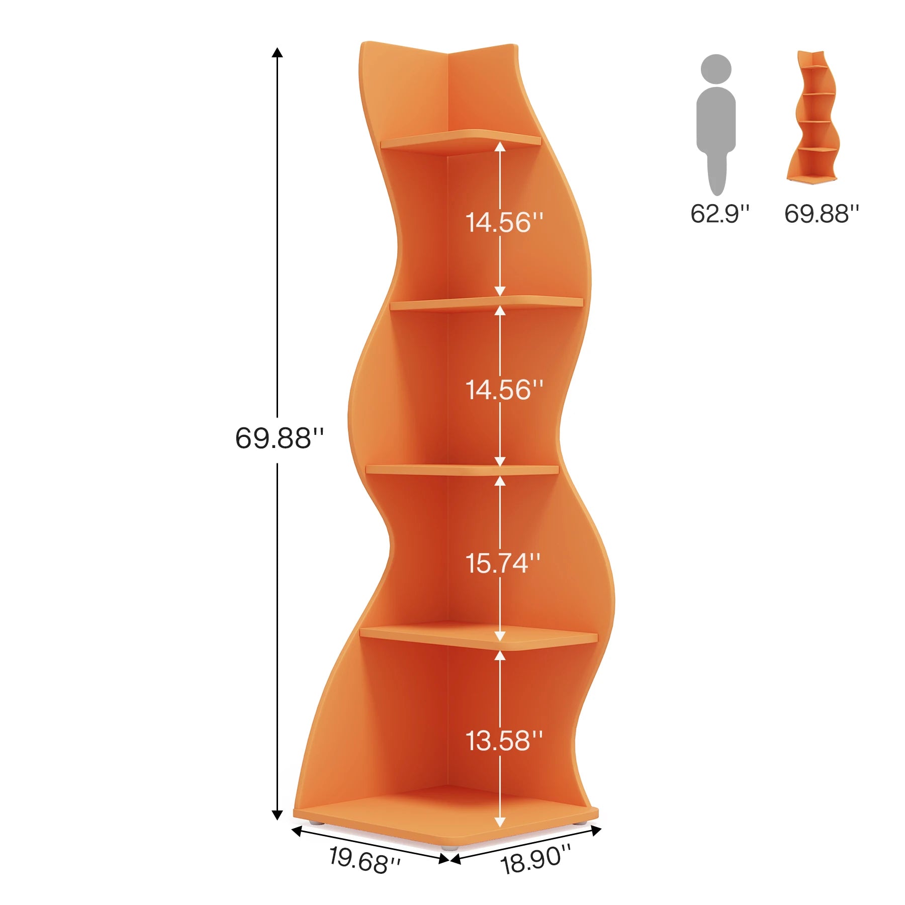 Tribesigns Corner Shelf, Modern 5-Tier Wall Corner Bookshelf, Stylish Corner Small Bookcase Storage Rack Plant Stand