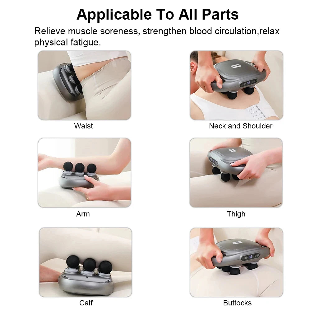 High Frequency Fascia Gun Muscle Massager with Six Heads - Smarsty