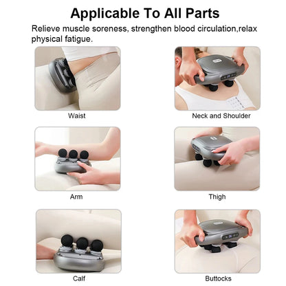 High Frequency Fascia Gun Muscle Massager with Six Heads - Smarsty