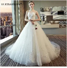 French Luxury White Satin Trailing Wedding Dresses for Bride 2025 Women Elegant Sexy Strapless Long Prom Party Dress vestidos - Smarsty