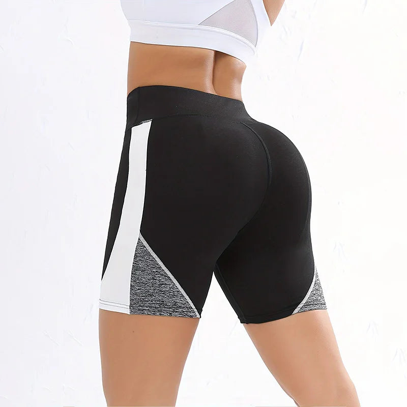 Colorblocked High Waist Yoga Shorts,Shorts for Women Tummy Control Workout Shorts for Women - Smarsty