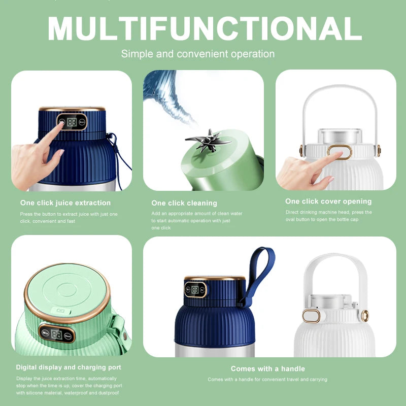 1000ML Portable Juicer Blender Fruit Juicer USB Charging Lemon Orange Fruit Juicing Cup Smoothie Blender Machine Kitchen Tools